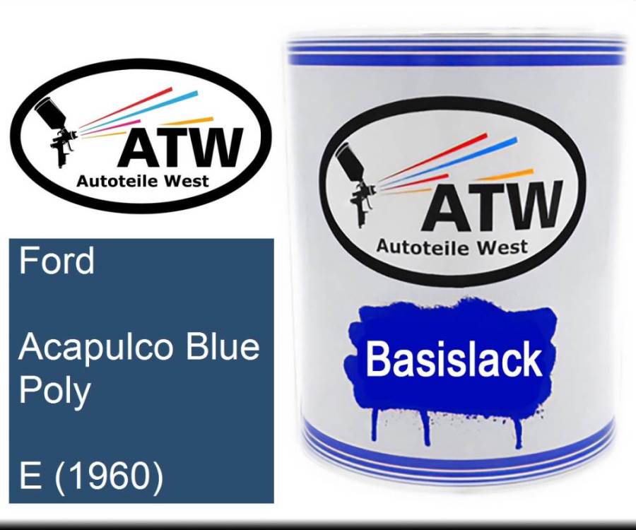 Ford, Acapulco Blue Poly, E (1960): 1L Lackdose, von ATW Autoteile West.